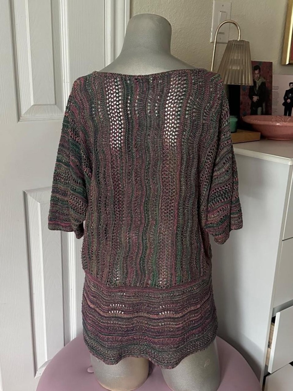 Vintage 212 New York Pink & Green Striped Knit Top - Picture 3 of 7